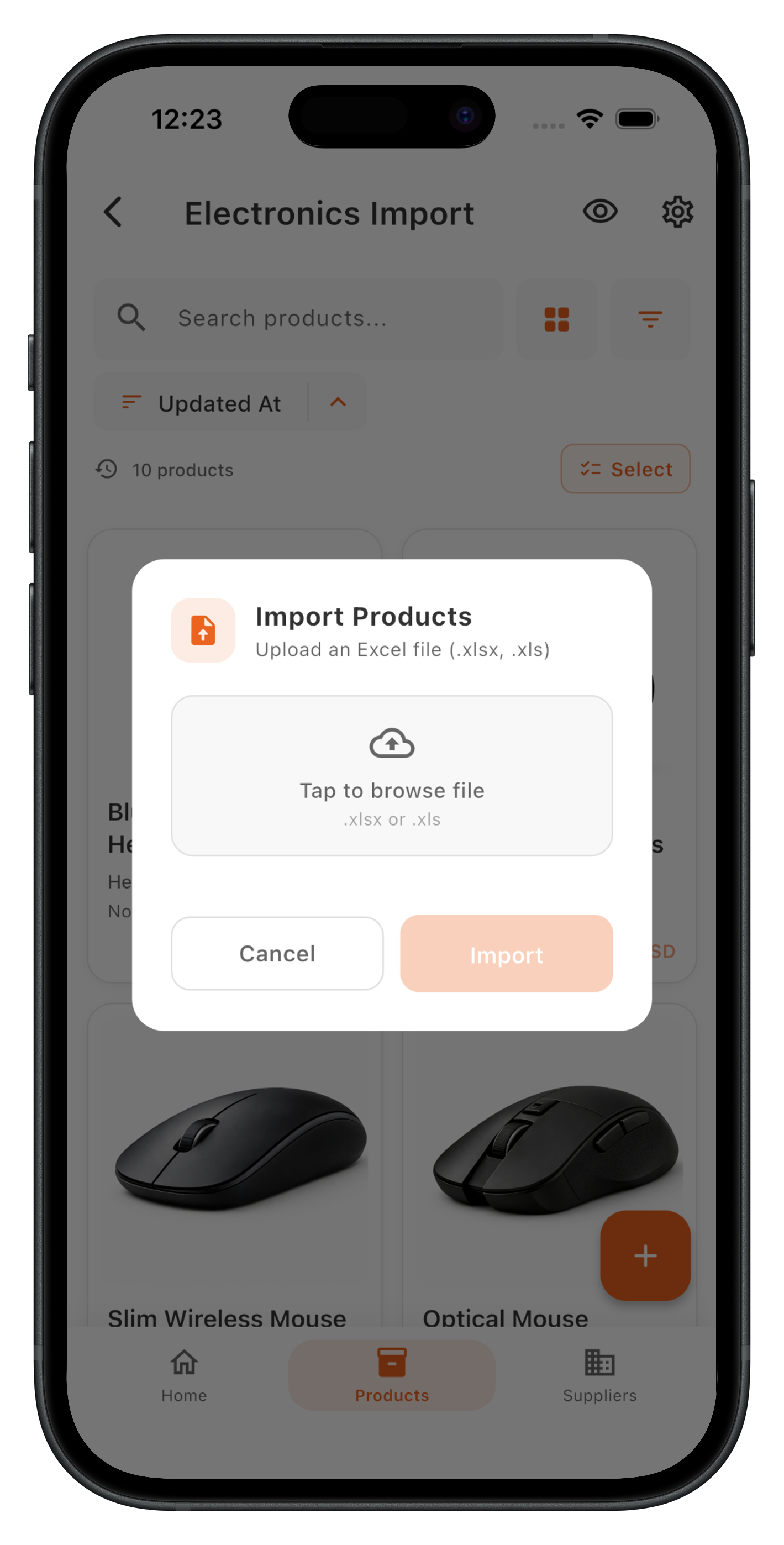 Import products and bulk actions